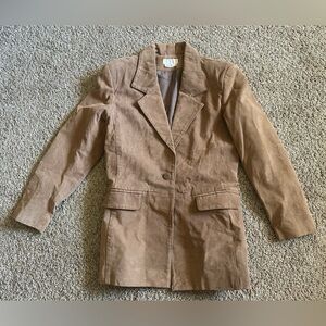 Lew Magram Collection New York Tan Suede Business Suit Jacket Sz 8 Women's Lined